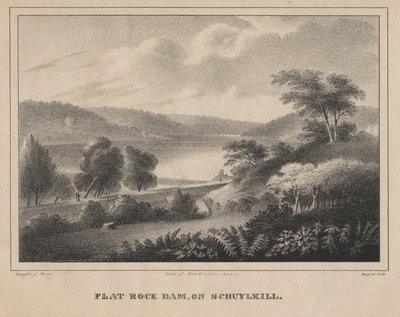 Flat Rock Dam, on Schuykill, engraved by Moses Swett, 1827 by Thomas Doughty